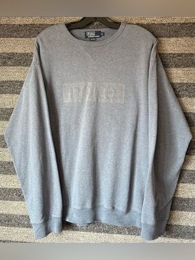 Vintage 90’s Polo Ralph Lauren Light Blue Spell Out Crewneck Sweatshirt XL EUC